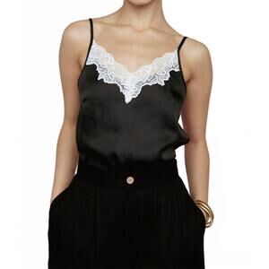 NEW AMANDA MARIA satin lace tank in black